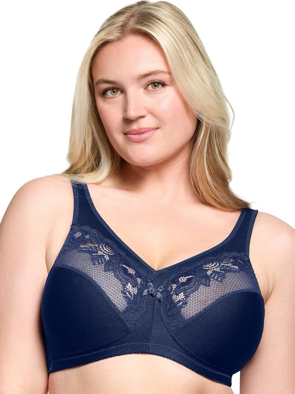 Glamorise Full Figure MagicLift Wirefree Minimizer Support Bra 1003 Blue 40DD